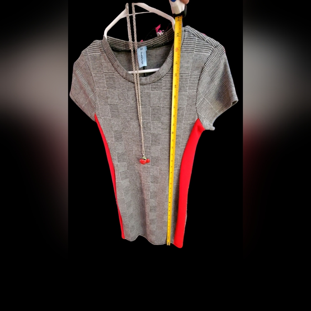 Body con dress with cherry necklace